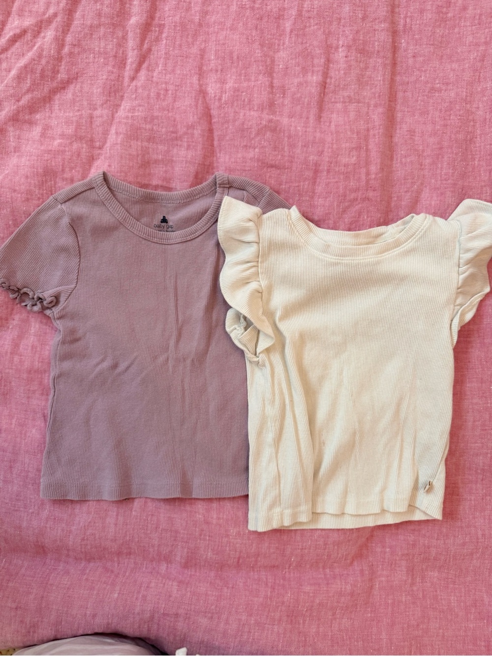 GAP Girls Ribbed Tee Set - Mauve and Cream
